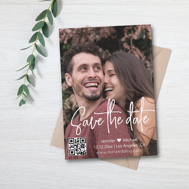 modern skript qr-kod foto  spara datumet (Skapare uppladdad)