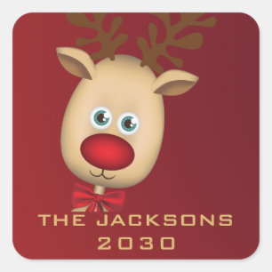 Modern skript Red God jul Anpassningsbar Square Fyrkantigt Klistermärke