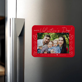 Modern skript Red Valentine Day Photo Magnet