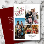 Modern skript REJOICE 4 Photo Collage jul Julkort<br><div class="desc">Modern och Elegant skript REJOICE 4 Photo Collage Minimalist jul-Helgdag Card. Skicka helgdag varmt önskemål och Hälsning till dina kära med detta minimalistiska och moderna julkort för Helgdag. Alla texterna är i förväg ordnade så att du enkelt och snabbt kan anpassa dig med dina egna detaljer. Glad helg!</div>