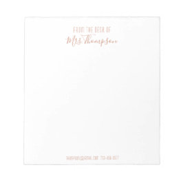 Modern skript Ro Guld Namn från skrivbordet Anteckningsblock