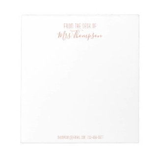 Modern skript Ro Guld Namn från skrivbordet Anteckningsblock