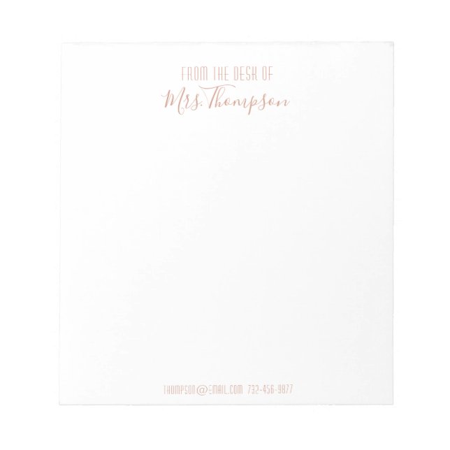 Modern skript Ro Guld Namn från skrivbordet Anteckningsblock (Framsida)