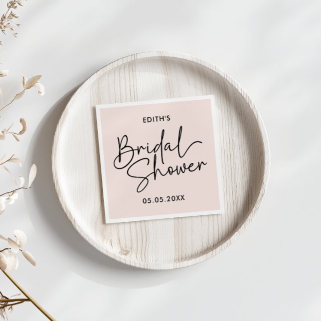 Modern skript rodnad Handskriven Bröllopsdusch Pappersservett (Modern Handwritten signture like Script bridal shower)