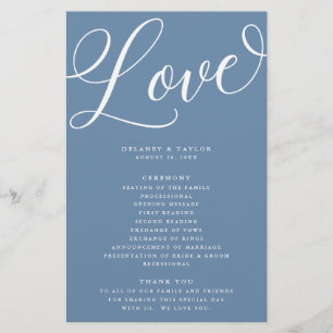 Modern skript, rolig, dusty Blue Papper Program