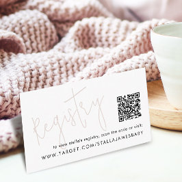 Modern skript Rosa Baby Shower QR-kod Registry Tilläggskort