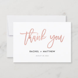 Modern Skript Rosa Guld Glam Platt Tacksamhetskort Tack Kort