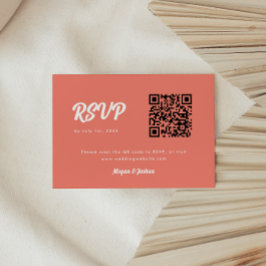 Modern Skript Rosa Korall QR-kod Bröllop OSA Kort