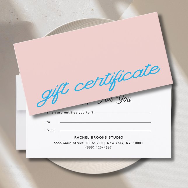 Modern Skript Rosa Presentkort (Modern Script Blush Pink Gift Certificate)