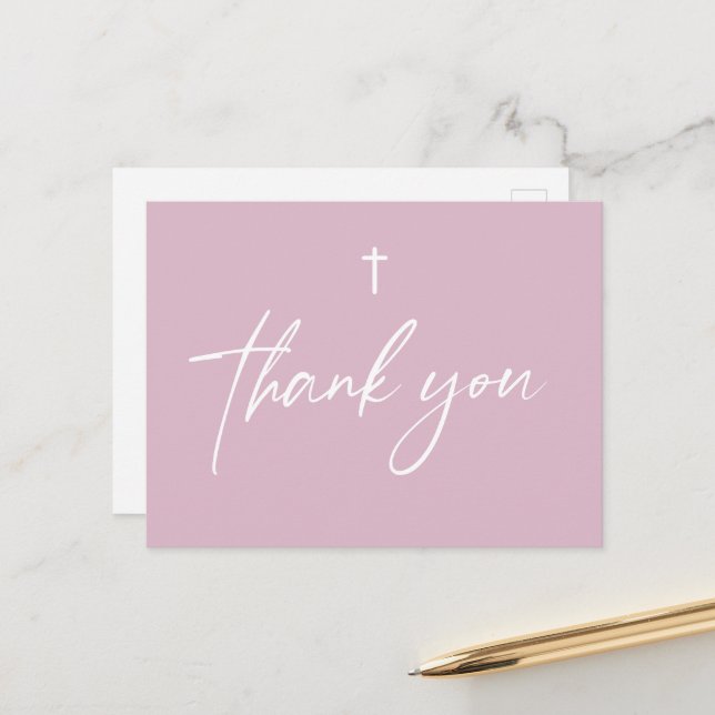 Modern skript rosabruden dop till flicka  vykort (Fram/Back In Situ)