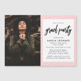 Modern Skript Rosé Foto Examen Fest Magnetisk Inbjudningskort