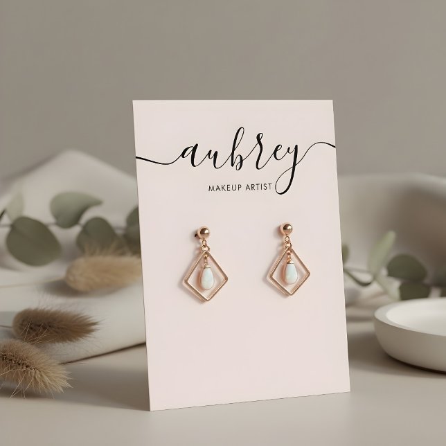 Modern skript rosé örhänge display visitkort (Skapare uppladdad)