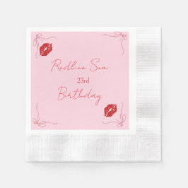 Modern Skript Sassy Rosa Födelsedagsvälkomst Pappersservett