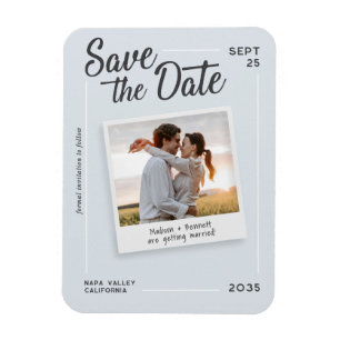 Modern skript Save the Date Retro Foto Bröllop Magnet