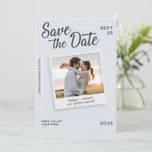 Modern skript Save the Date Retro fotobryllop Spara Datumet