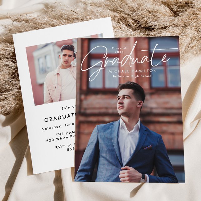 Modern skript Student 2 Photo Studentfest Inbjudningar (Skapare uppladdad)