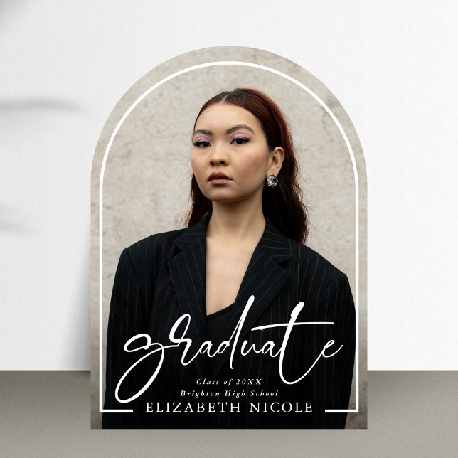 Modern skript Student Photo Arch Studenten Inbjudningar (Skapare uppladdad)