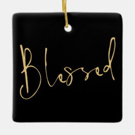 Modern skript, svart jul, Guld Julgransprydnad Keramik