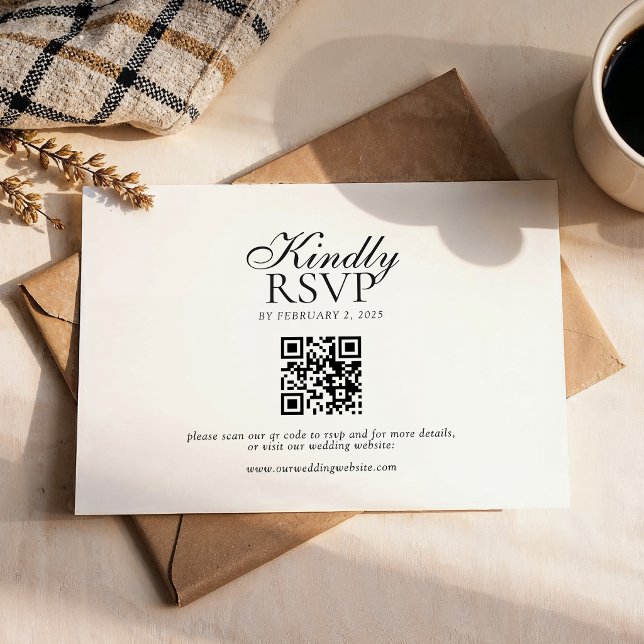 Modern Skript Typografi Qr Kod Bröllop OSA Kort (Skapare uppladdad)