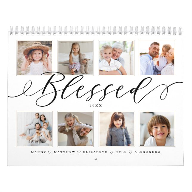 Modern skript, välsignad | Familjefotominnesobjekt Kalender (Omslag)