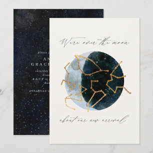 Modern skript vattenfärg måne star celestial