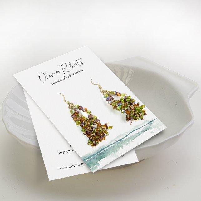 Modern skript vattenfärg örhänge visningskort visitkort (Modern Script Watercolor Earring Display Card)