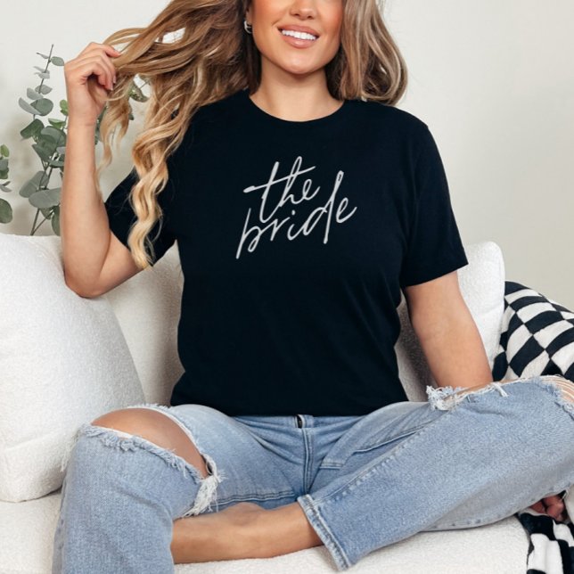 Modern skript vit och svart bricka t shirt (Skapare uppladdad)