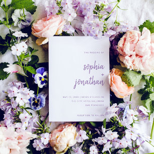 Modern skript White och Lavender Bröllop Inbjudningar