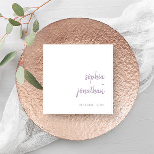 Modern skript White och Lavender Bröllop Pappersservett