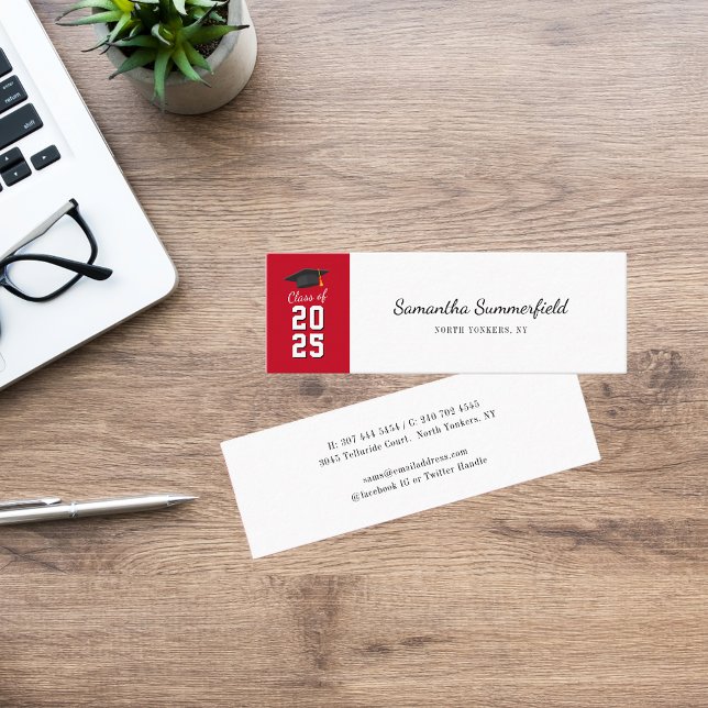 Modern skriptanrop i Studenten 2025 Mini Visitkort (Graduation 2025 Modern Script Calling Mini Business Card)