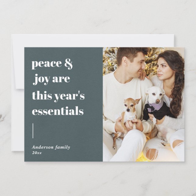 modern skriptcitat fred och glädje semestern foto julkort (Framsida)