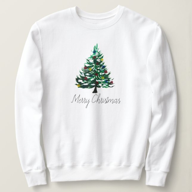 Modern skriptcute för Winter Träd God jul T Shirt (Design framsida)
