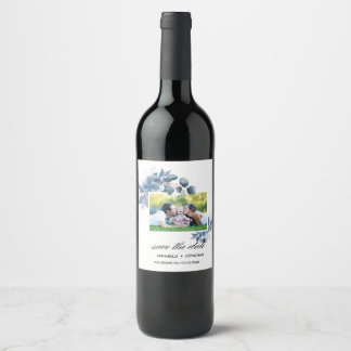 Modern skriptetikett för Eucalyptus Gnistrande Vin Vinflaska Etikett