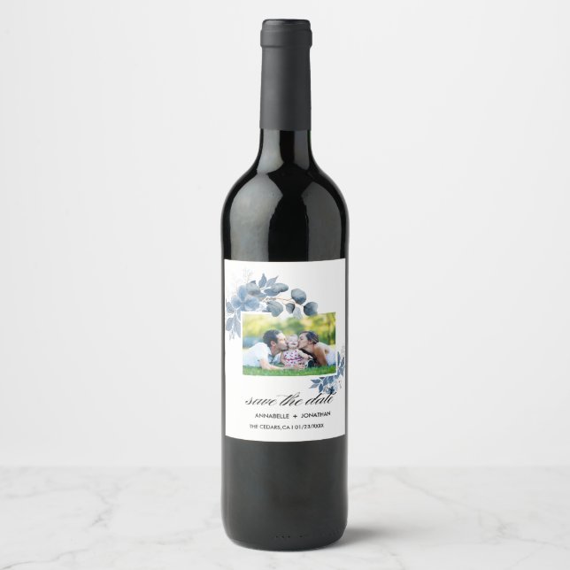 Modern skriptetikett för Eucalyptus Gnistrande Vin Vinflaska Etikett (Framsida)