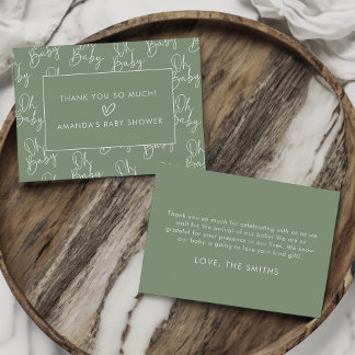 Modern skriptförsäljning Oh Baby Simple Baby Showe Tack Kort