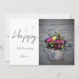 Modern skriptfoto för lycklig Valentine's Day Julkort