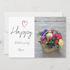 Modern skriptfoto för lycklig Valentine's Day Julkort