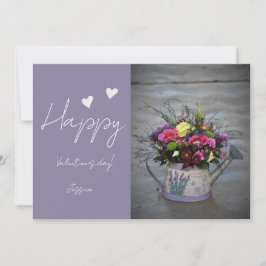 Modern skriptfoto för lycklig Valentine's Day Julkort