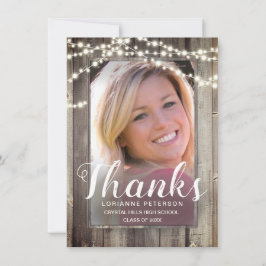 Modern skriptfoto för Studenten Rustic Shiplap Tack Kort