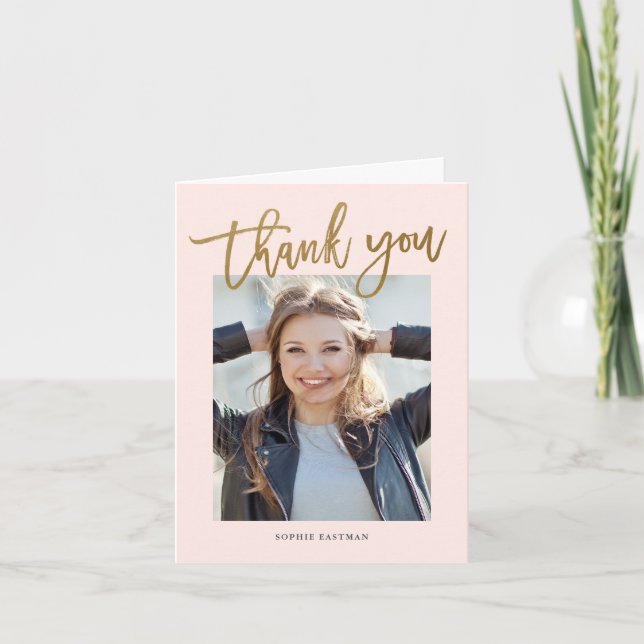 Modern skriptfoto studenten tack kort (Framsida)