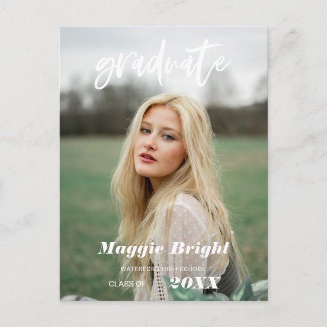 Modern skriptfotografi av student vykort (Framsida)