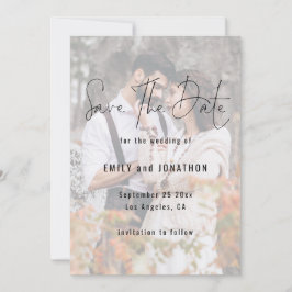 Modern skriptfotoövertäckning QR-kod Bröllop Spara Datumet