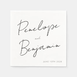 Modern skripthandskrift Bröllop Boho White Pappersservett