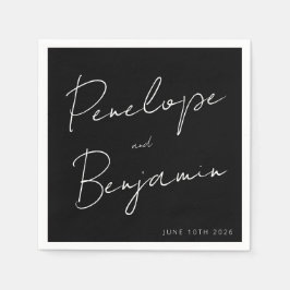 Modern skripthantering Personligt bröllp Black Pappersservett