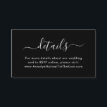 Modern skriptkalligrafi - minimal information svar tilläggskort<br><div class="desc">Minimalt visitkort med ett huvud i skriptkalligrafi och information eller meddelande till gäster i modern typografi. Det här är den svarta versionen.</div>