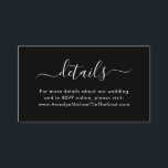 Modern skriptkalligrafi - minimal information svar tilläggskort<br><div class="desc">Minimalt visitkort med ett huvud i skriptkalligrafi och information eller meddelande till gäster i modern typografi. Det här är den svarta versionen.</div>