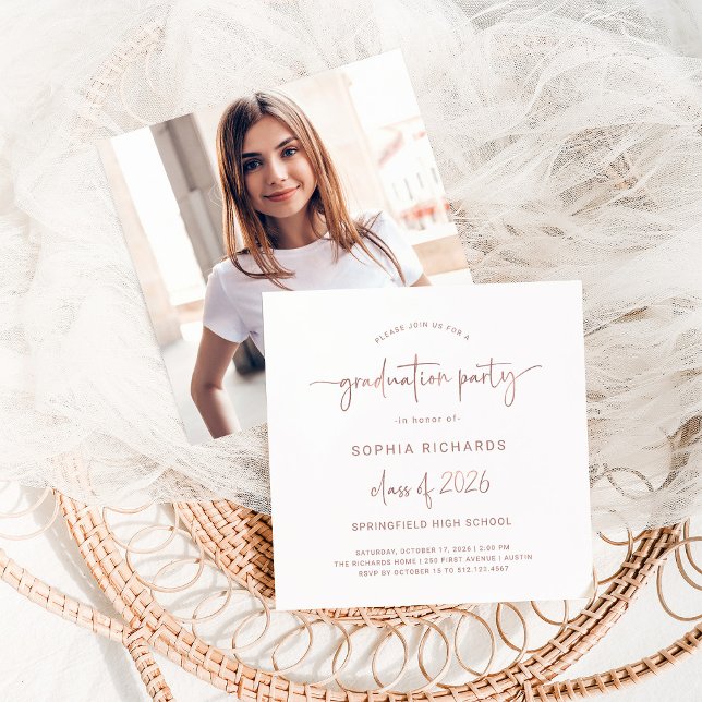 Modern skriptklass för 2025 Photo Studentfest Inbjudningar (Skapare uppladdad)