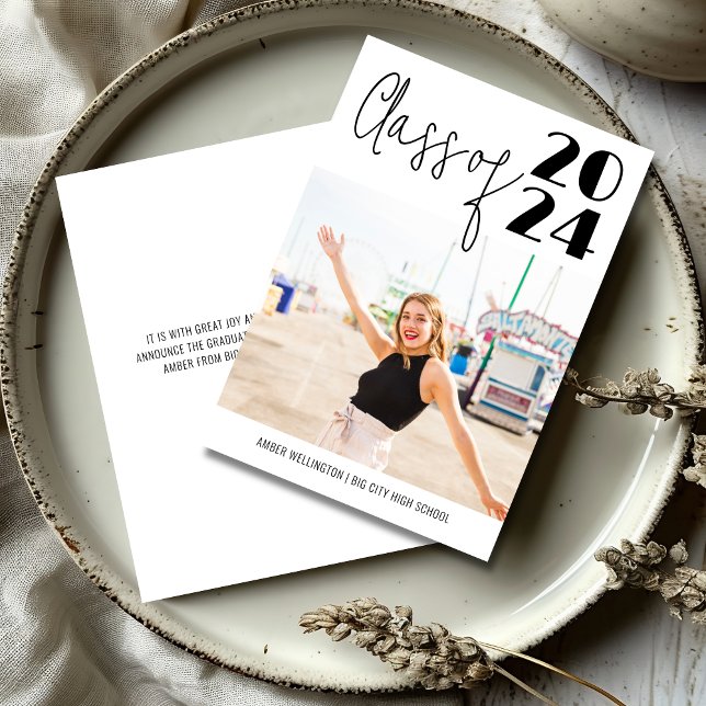 Modern skriptklass för enkel foto Studenten Inbjudningar (Skapare uppladdad)