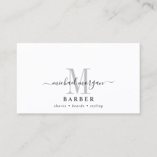 Modern skriptmonogram för Barber Hair Stylist Mode Visitkort