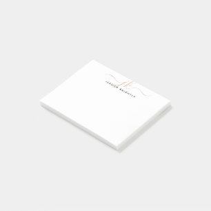 Modern skriptmonogram Initialer Guld - minimalt Post-it Block